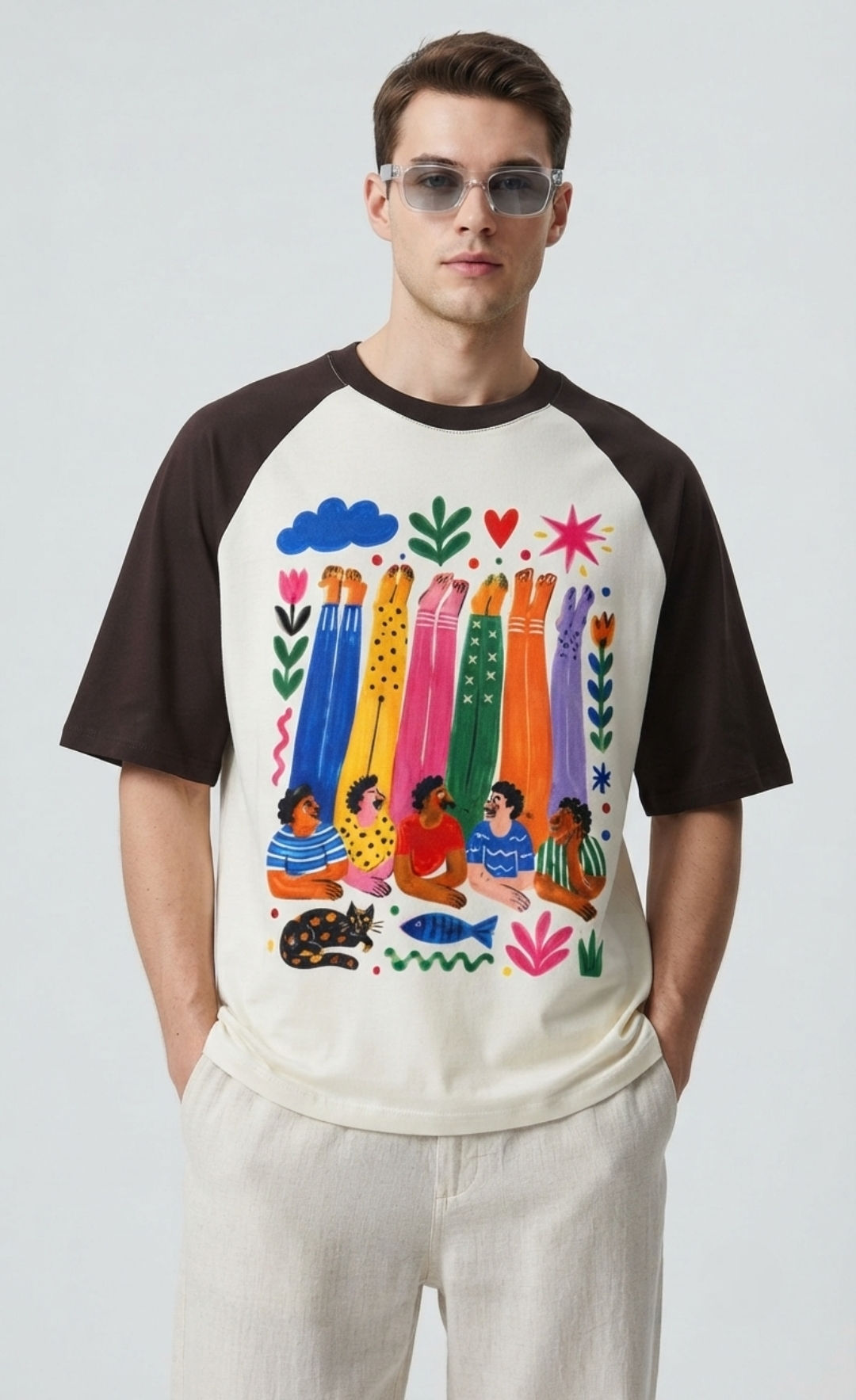 Premium Cotton 180 GSM Men's T-Shirt Oversized Relaxed Raglan Sleeve Modern Wear
