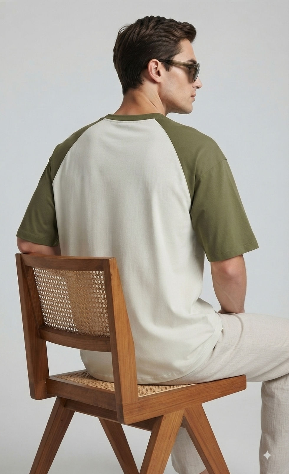 Thumbnail: Soft Breathable Men's T-Shirt 180 GSM Cotton Oversized Fit Ribbed Crew Neck 