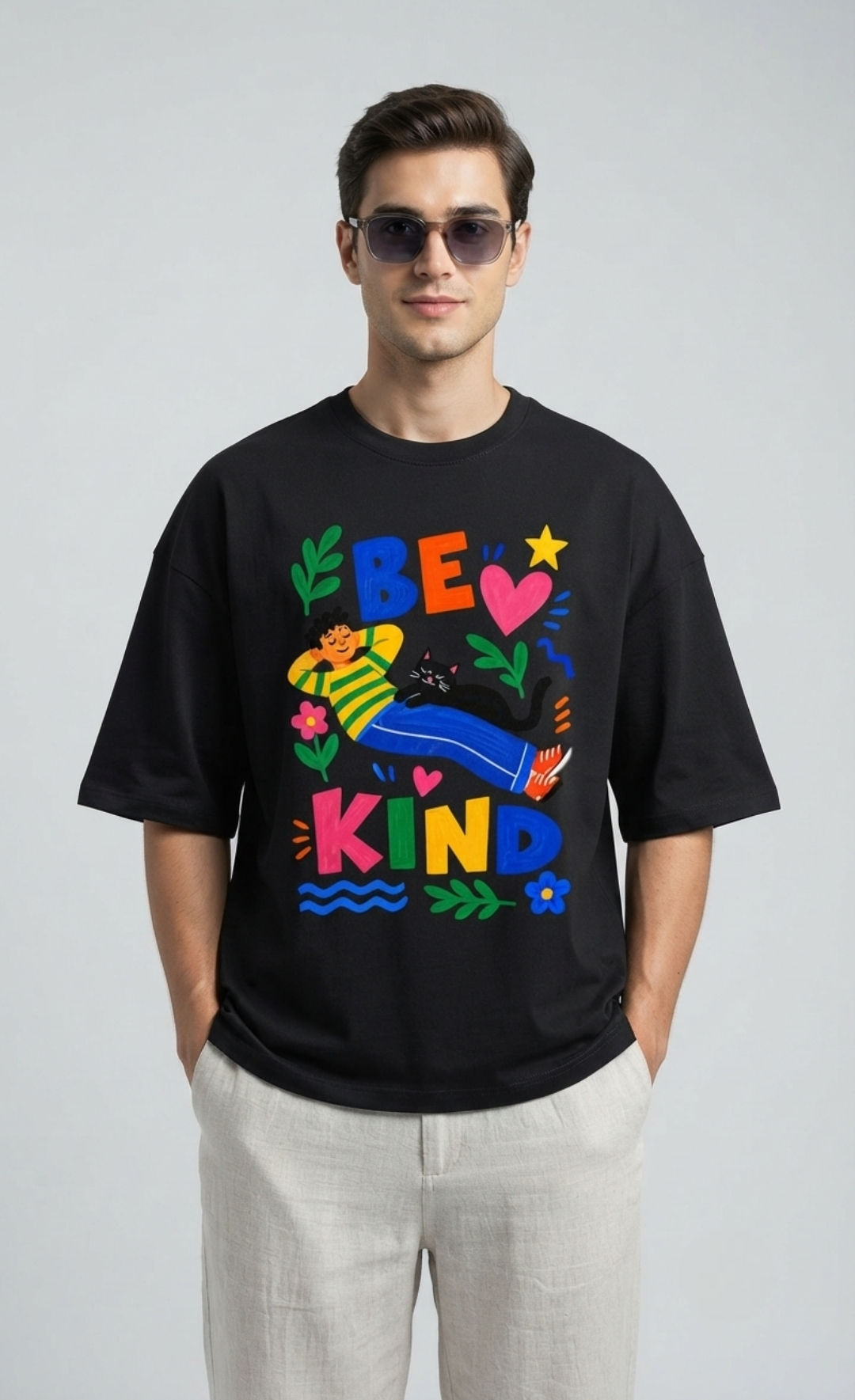 260 GSM Men's T-Shirt Premium Cotton Polyester Blend Oversized Relaxed Clothing