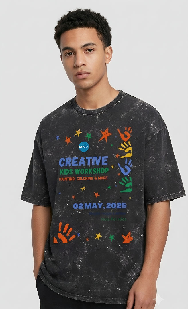 Thumbnail: Premium Oversized Men Black T-Shirt Soft Cotton Acid Wash Streetwear Style Look