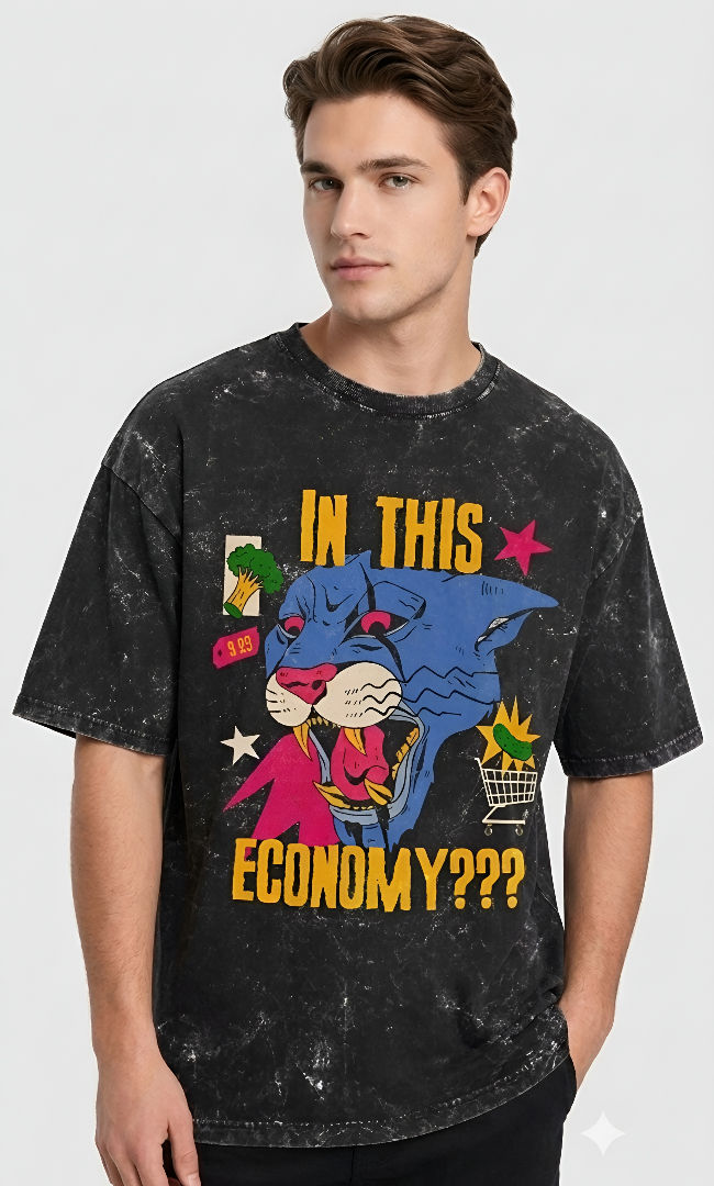 Thumbnail: Men's Black T-Shirt Premium Cotton Acid Wash Oversized Streetwear Inspired Look 