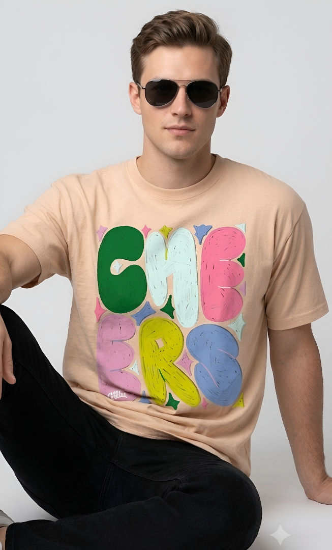 Thumbnail: Men's Peach T-Shirt Breathable Cotton 180 GSM Regular Fit Easy Casual Outfit 