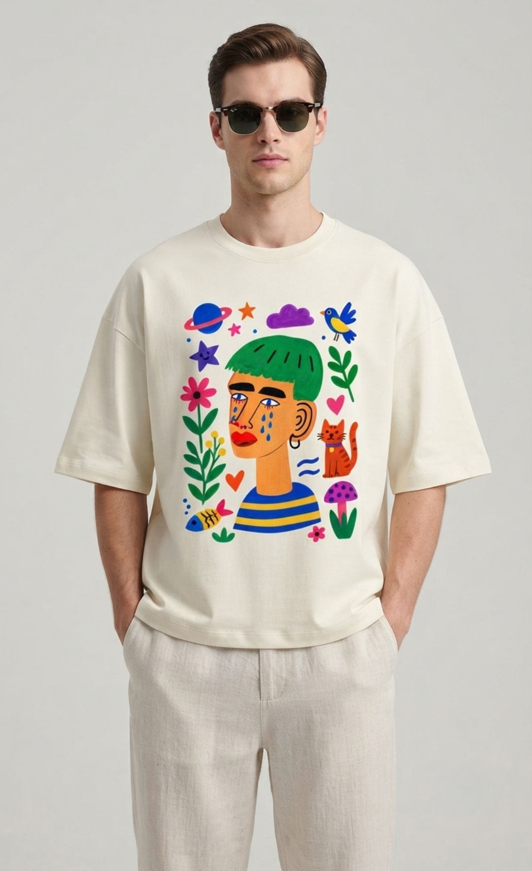 Men's T-Shirt 90% Cotton Blend 260 GSM Heavyweight Oversized Relaxed Casual Wear