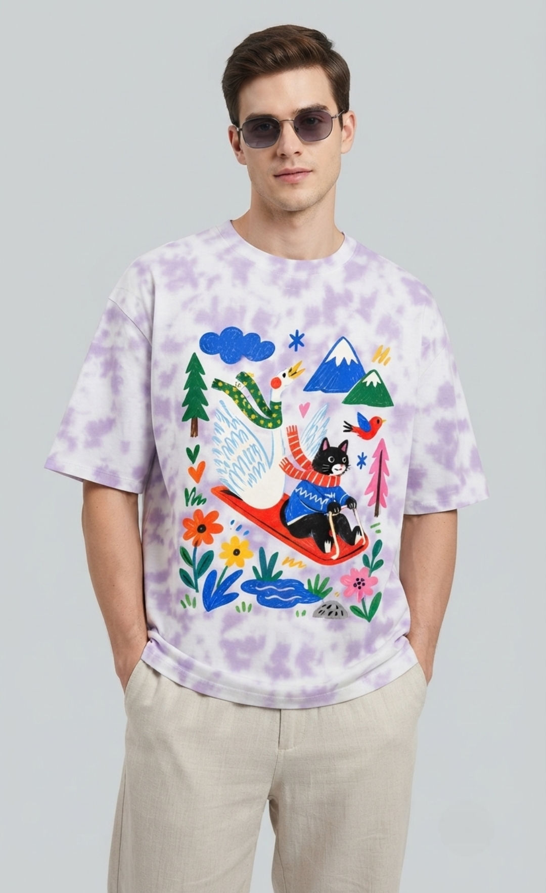 260 GSM Men's T-Shirt Cotton Polyester Terry-Knit Oversized Fit Modern Casual