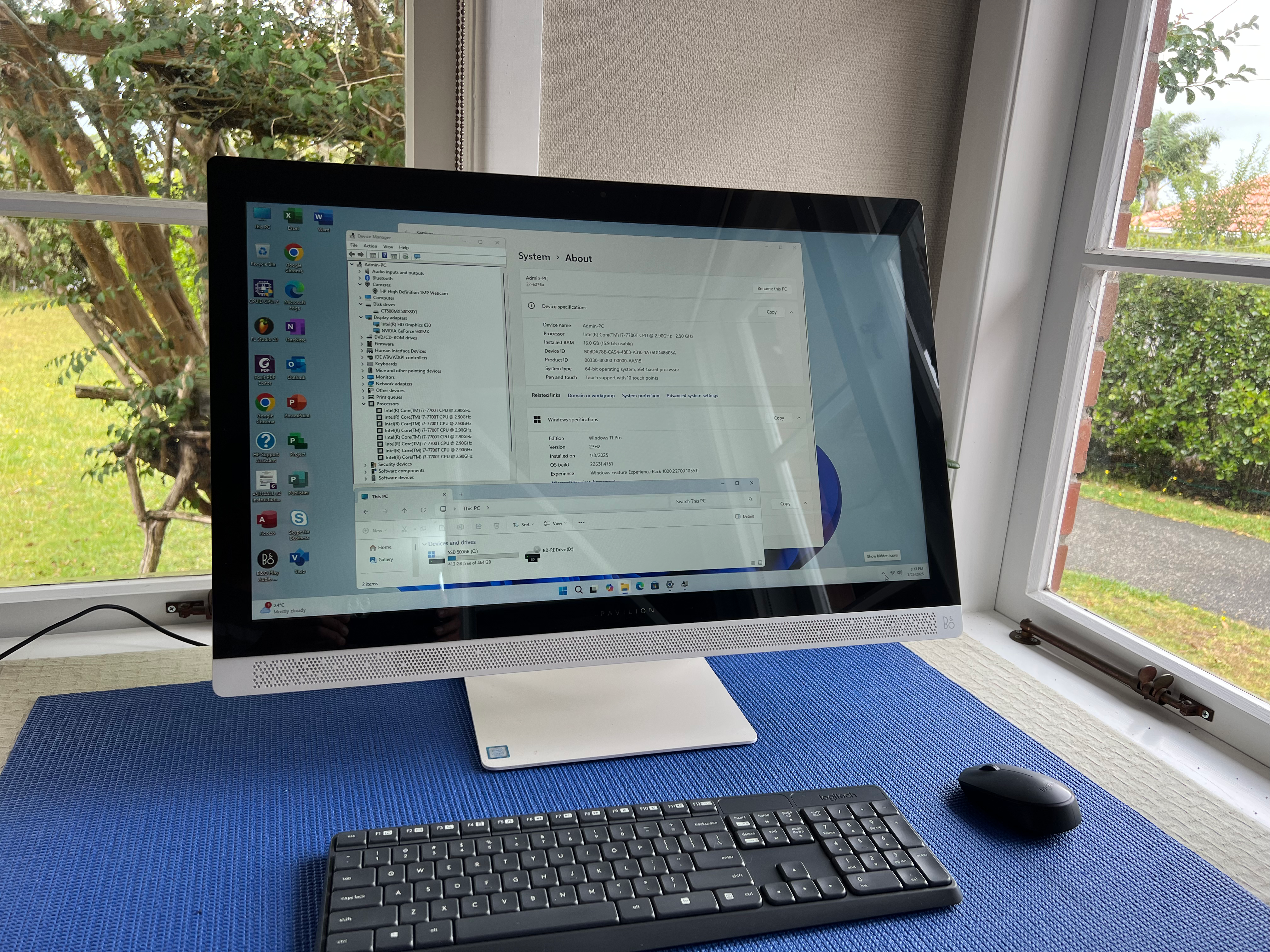 HP Pavilion Touchscreen 27” i7-7700T 16GB SSD 500GB DUAL Graphics 4G VRAM - Warr