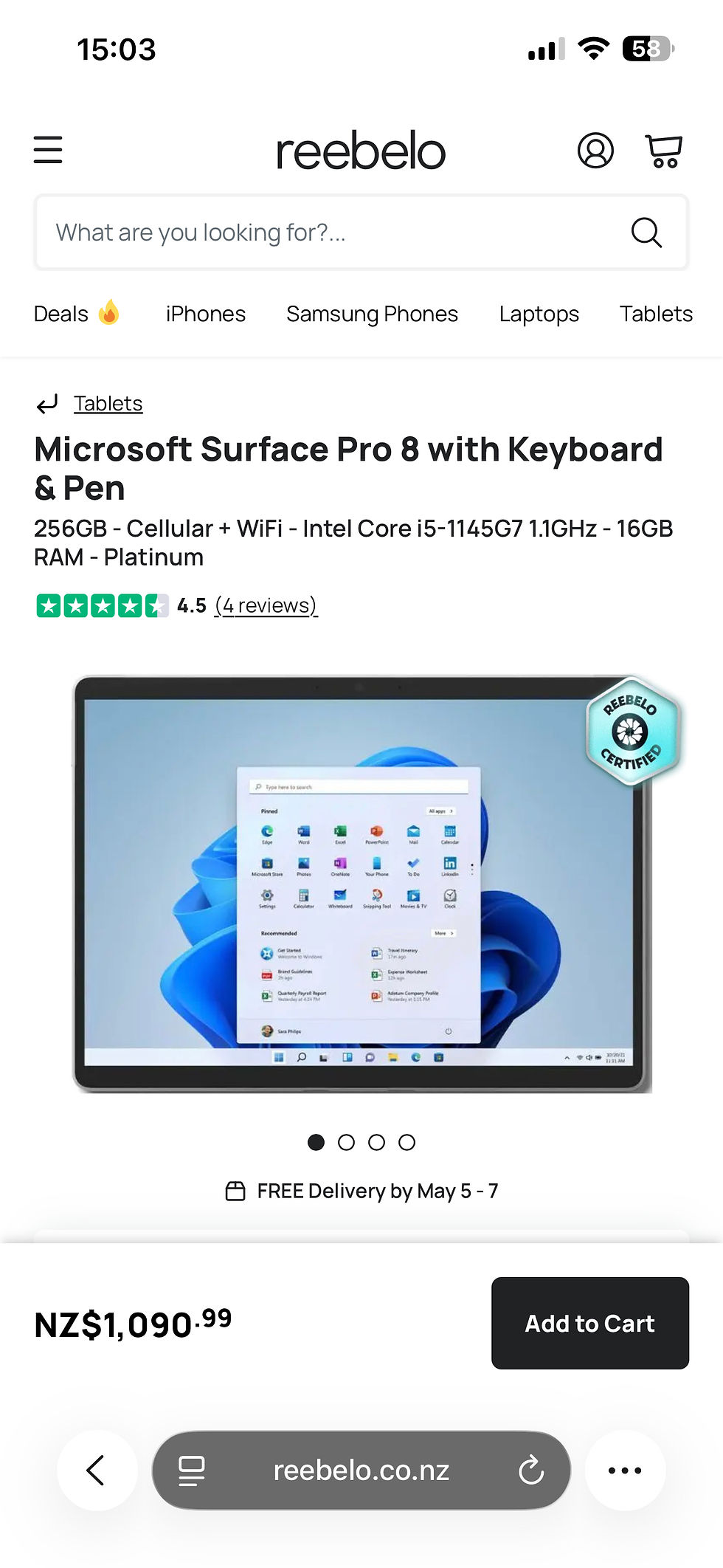Thumbnail: TOP SPECS Microsoft Surface Pro 8 13” Touch 120Hz 11th gen i7-1185G7 16GB NVMe 5