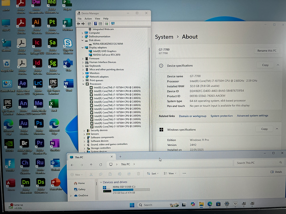 Thumbnail: Gaming laptop FHD 17.3” 144Hz RTX 2070 8GB VRAM Dell G7 7700 i7-10750H 32GB NVMe