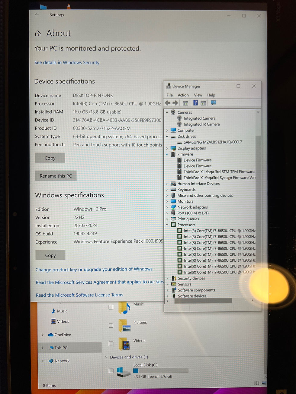 Thumbnail: Custom Lenovo ThinkPad X1 Yoga 8th i7-8650U 16GB NVme 512GB Touch Tablet & Pe