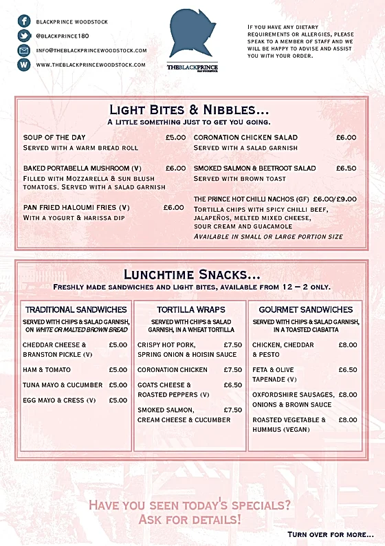 Https Www Theblackprincewoodstock Com Menus