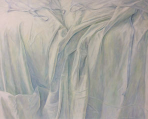 Linenfall North Devon Art North Devon Artist Painted Fabric Draped Fabric Oil Painting Domestic Art Marianne Edwards
