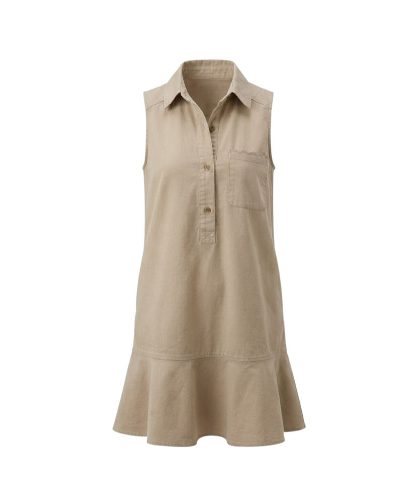 Tan Khaki Sleeveless Callahan Dress