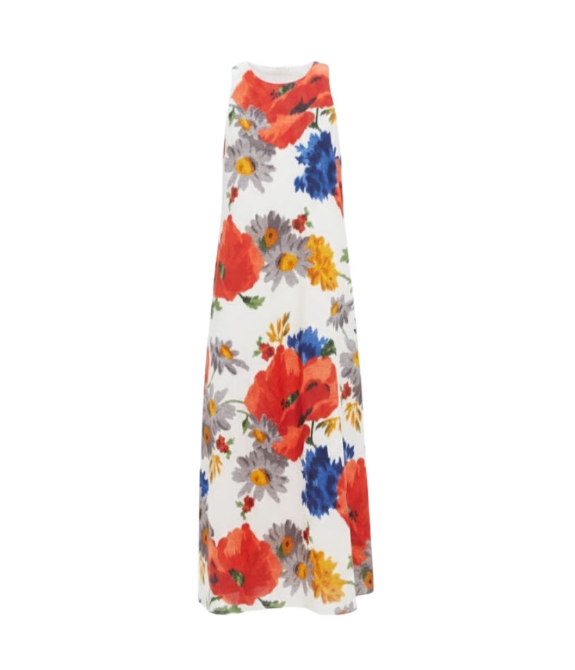 Crimson Poppy Cotton Linen Portia Dress