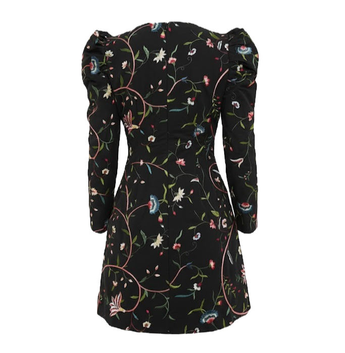 Thumbnail: Black Embroidered Calla Dress