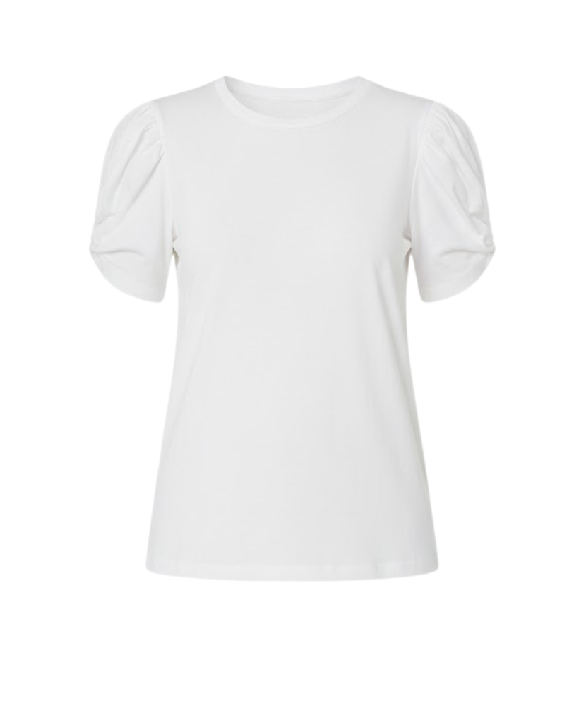 White Vesty Puff Short Sleeve Crewneck