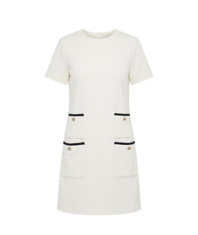 Pearl White Short Sleeve Francoise Dress