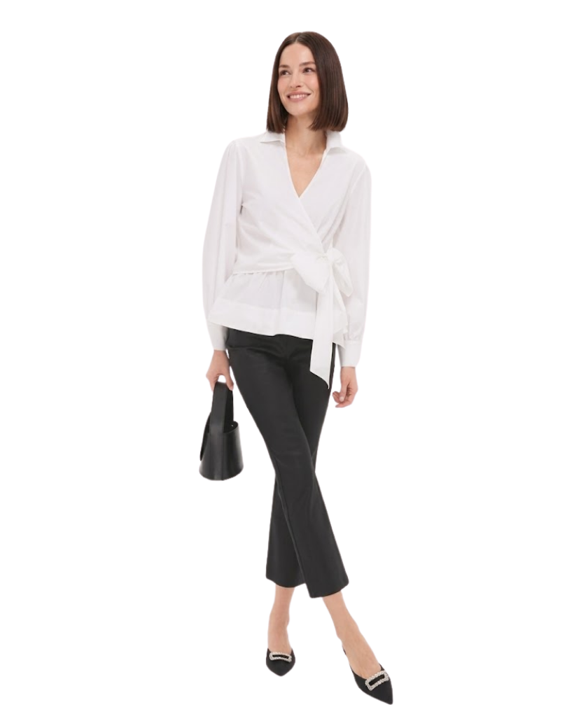 White Tie Front Bow Bea Blouse