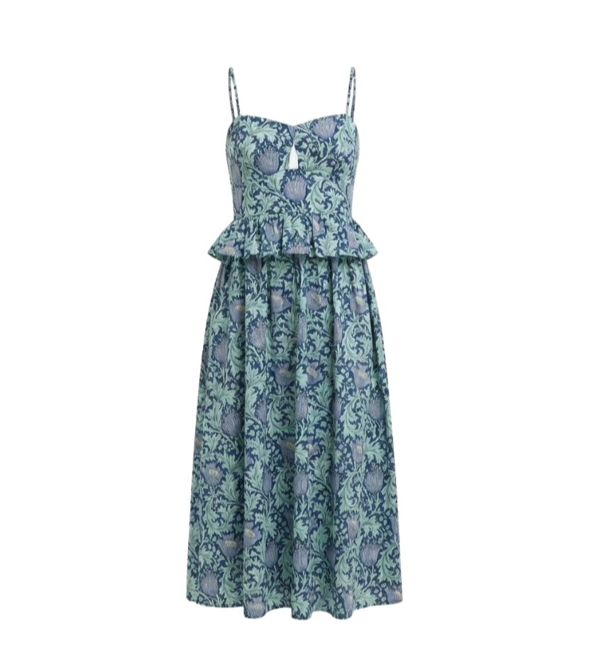 Blue Leafy Floral Maeve Midi Dress