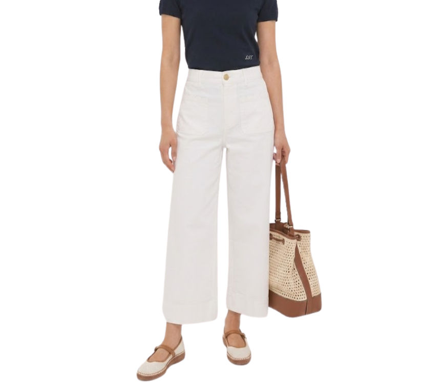 White Chino Wide Leg Stretch Davis Pants