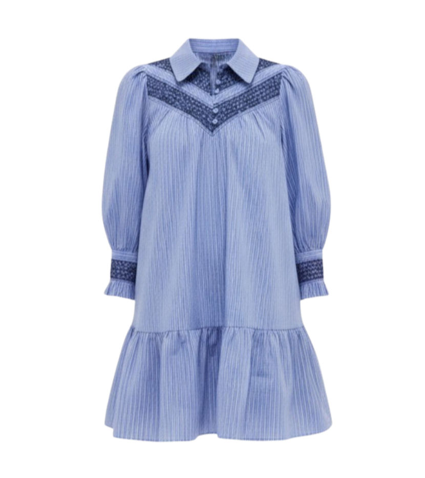 Blue Seersucker Smocked Venice Dress
