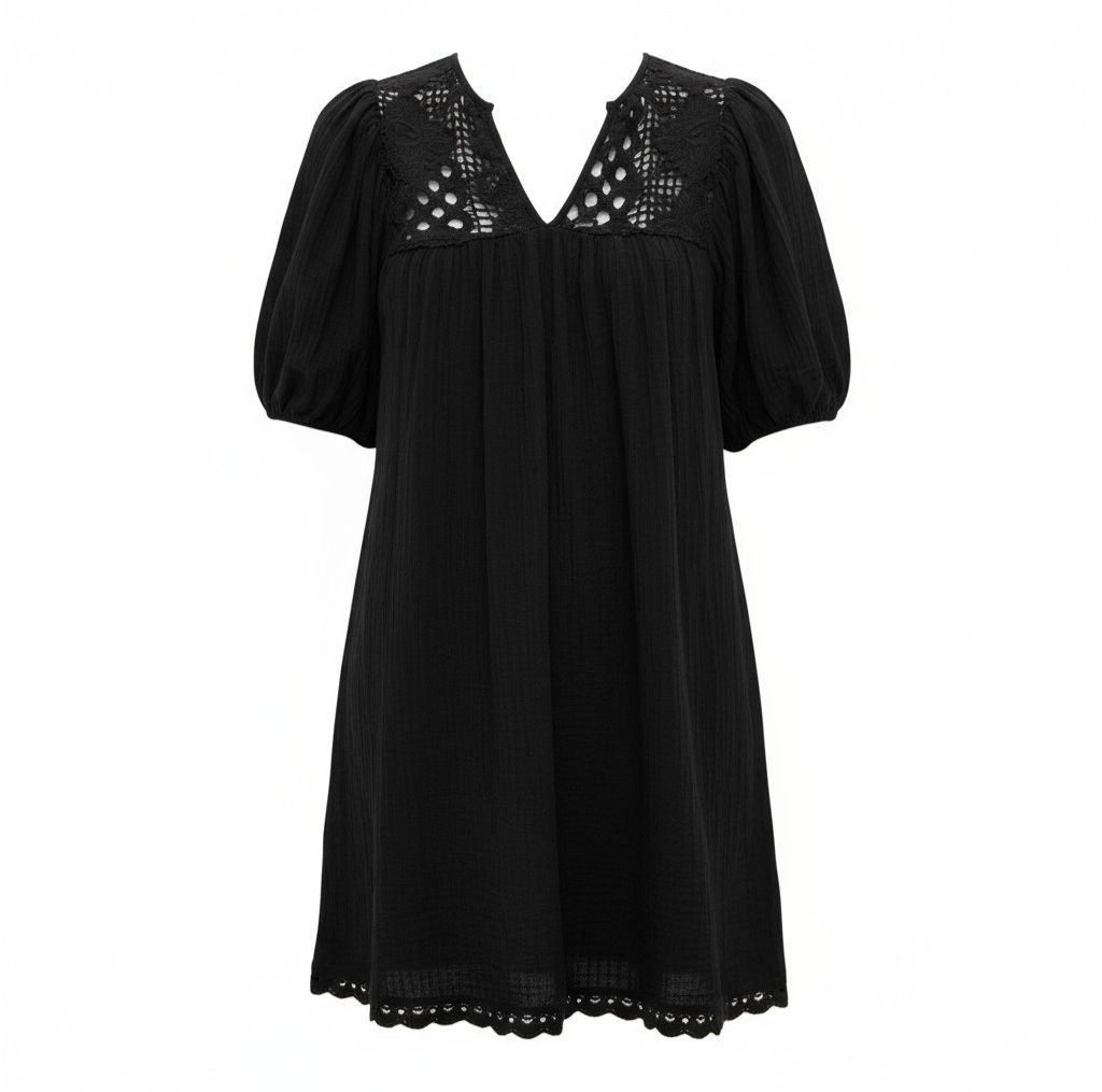 Black Crochet Diana Mini Dress