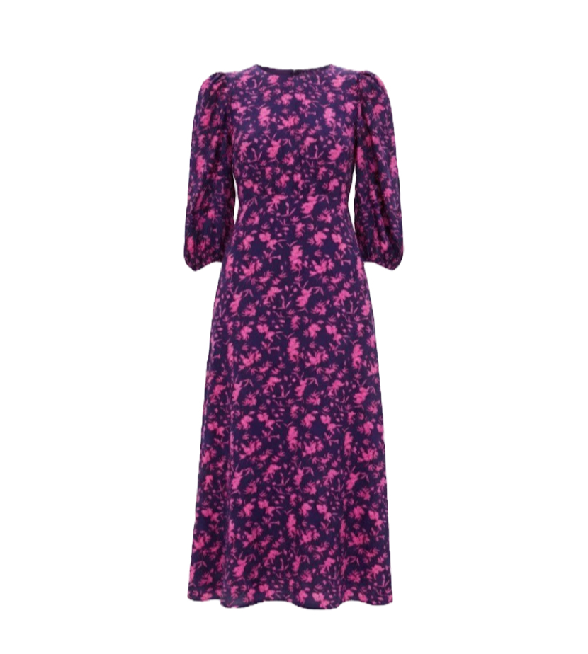 Navy & Fuchsia Floral Norma Maxi Dress