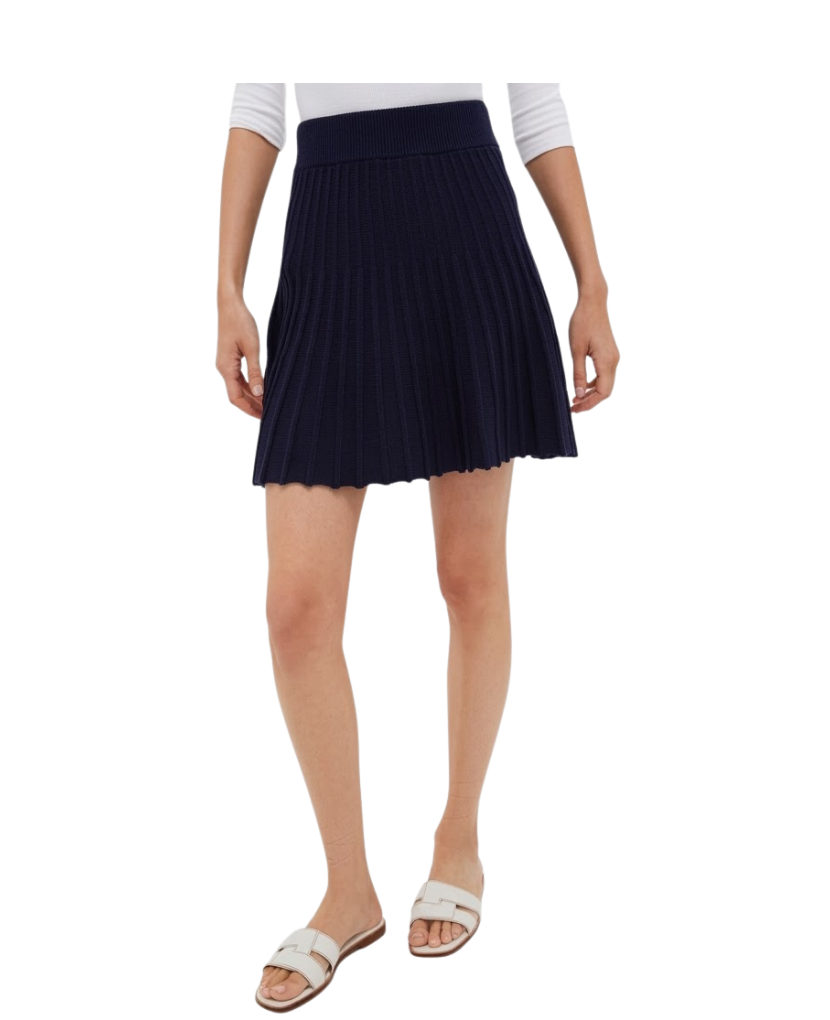 Navy Knit Pleated Saylor Skirt