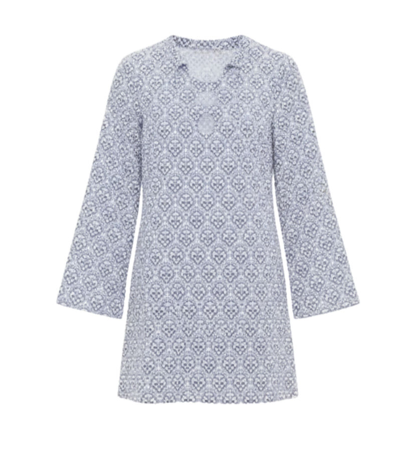 Blue Quatrefoil Blake Mini Dress