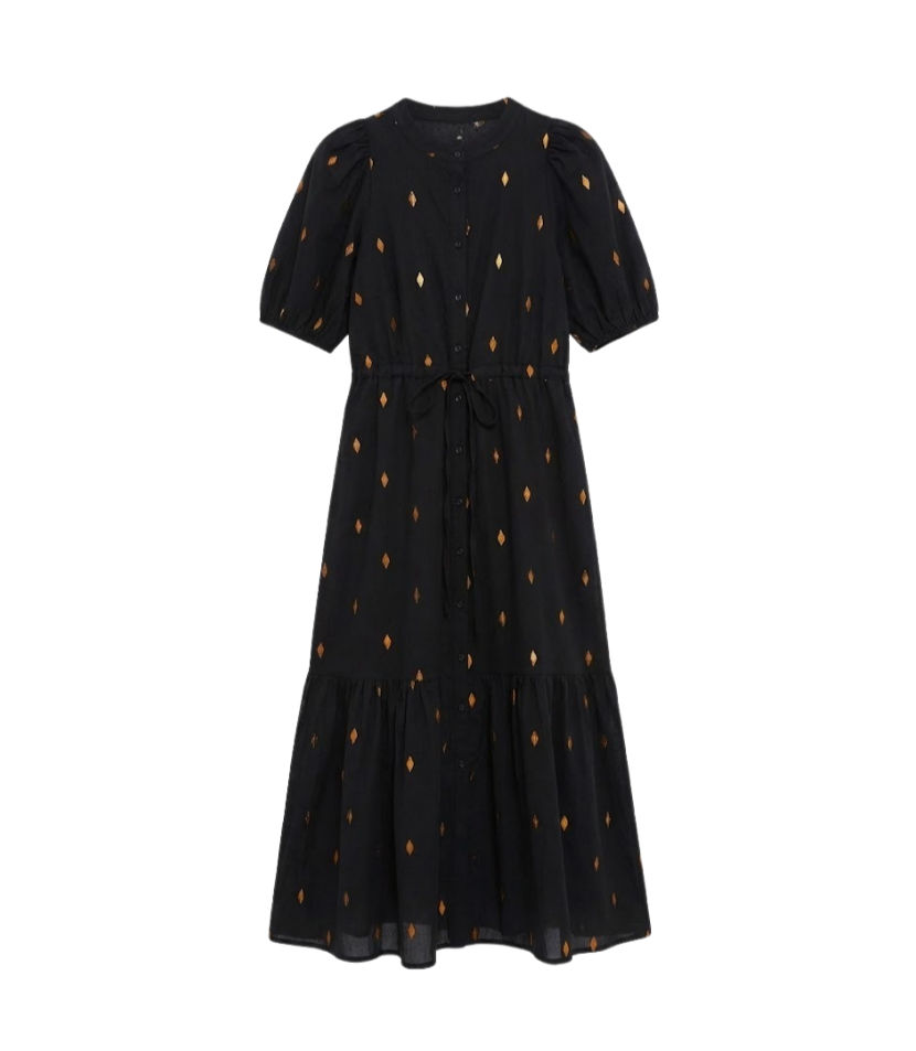 Gold Leaf Lurex Black Lucy Dress