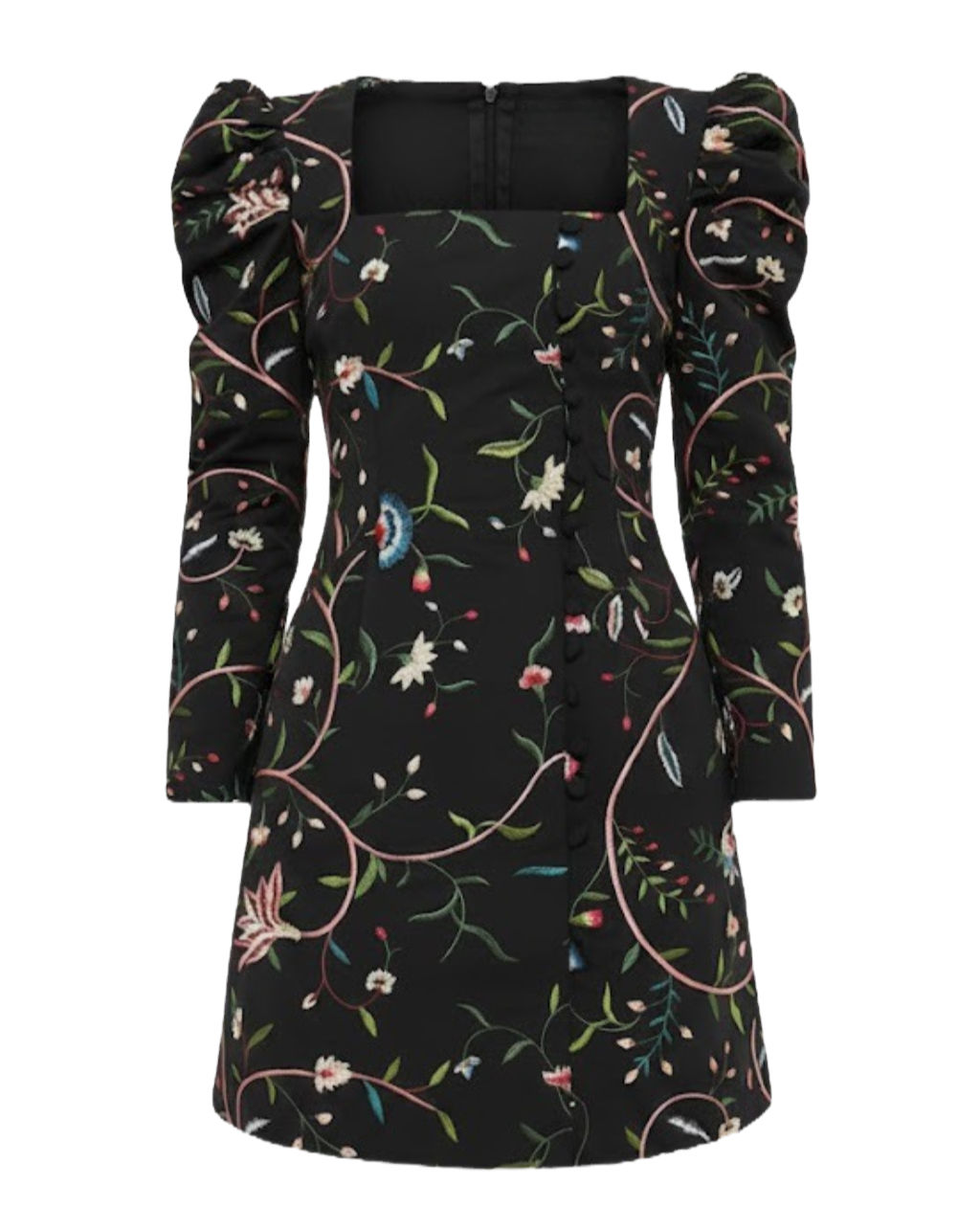 Black Embroidered Calla Dress