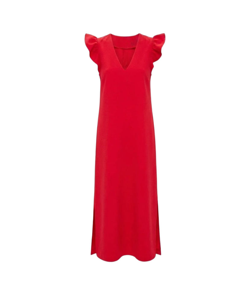 Red Flutter Sleeve Miko Dress