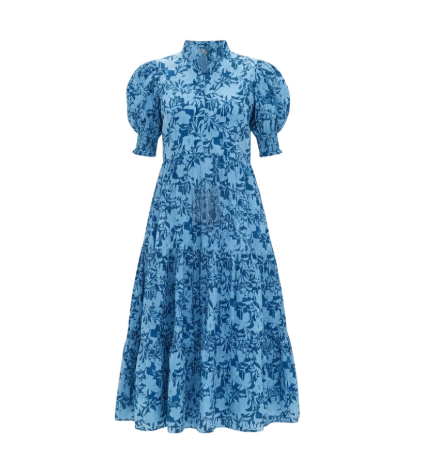 Steel Blue Floral Bennett Maxi Dress