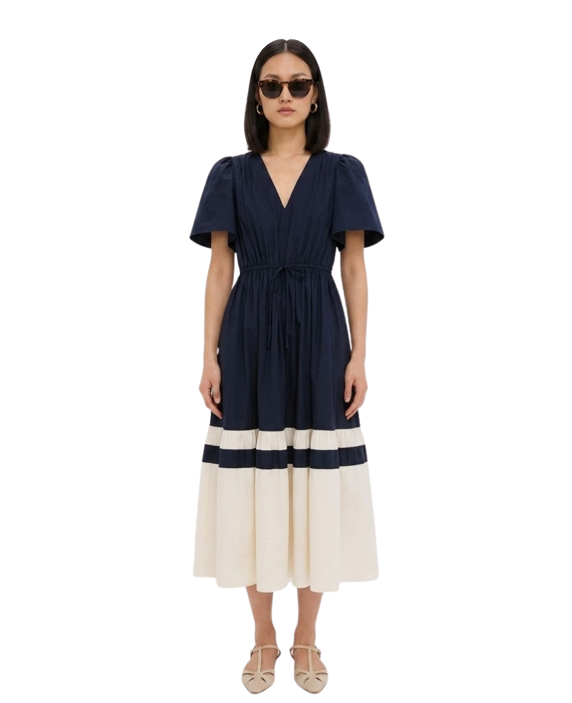 Navy and Cream Cotton Mitchell Dress