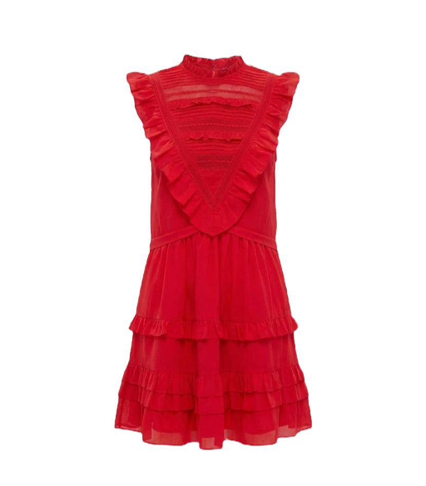 Red Cecilia Ruffle Dress