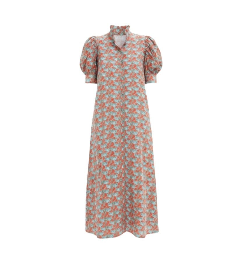 Orange & Blue Floral Louisa Maxi Dress