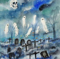 Aquarelle onirique et poétique sur le thème de la mort