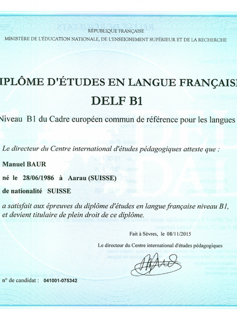 Diplôme d'Études en Langue Française, niveau B1
