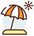 Représentation d'un parasol et d'un soleil