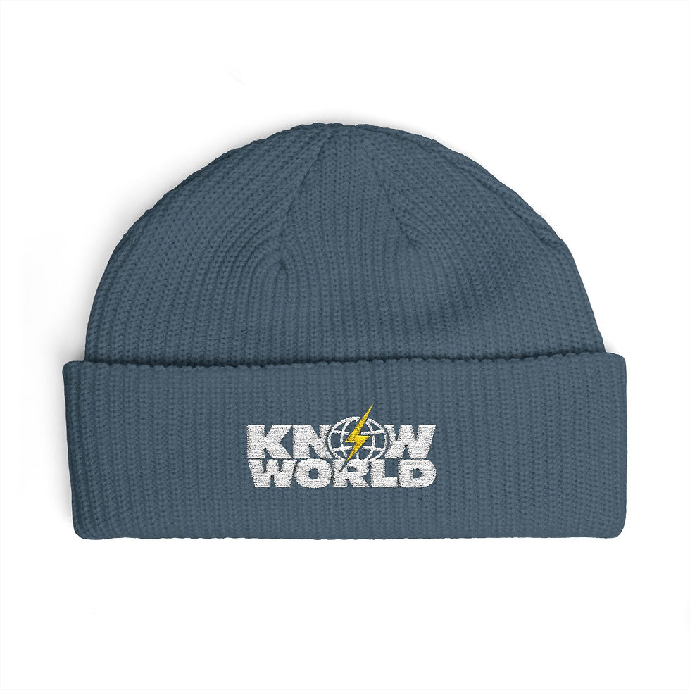Thumbnail: Know World Classic - Unisex White Logo Cuff Beanie  (Embroidered) Knit Hat