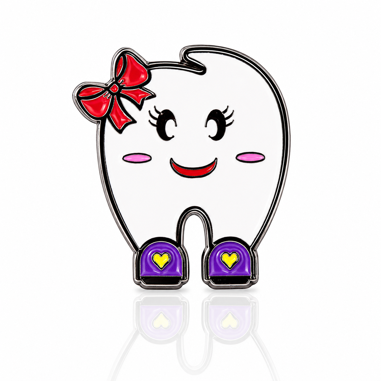 Smiley Dental Enamel Pin with a Bow – Adorable Tooth Badge for Dental Team