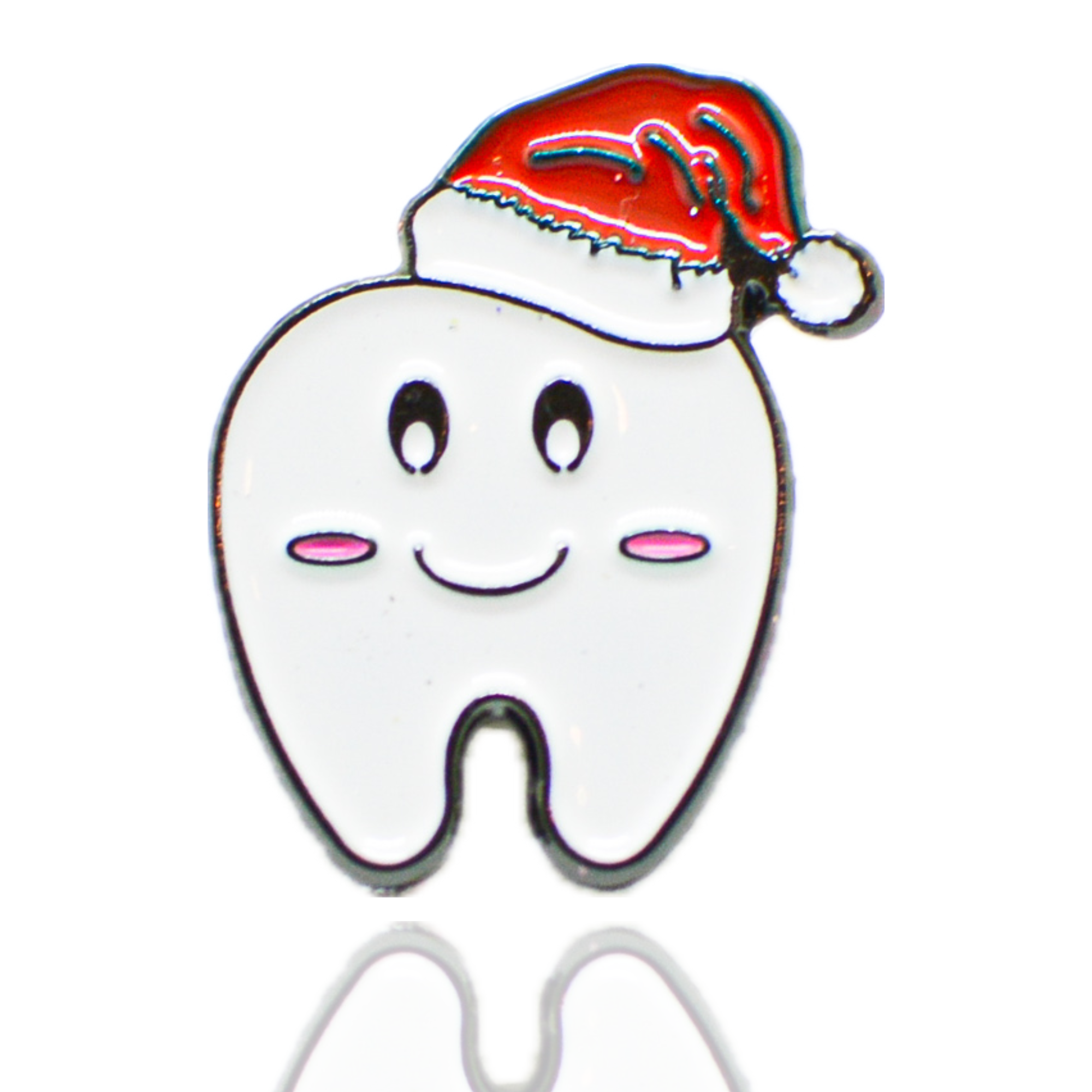 Tooth Enamel Pin with Santa Hat – Cute Christmas Dental Pin