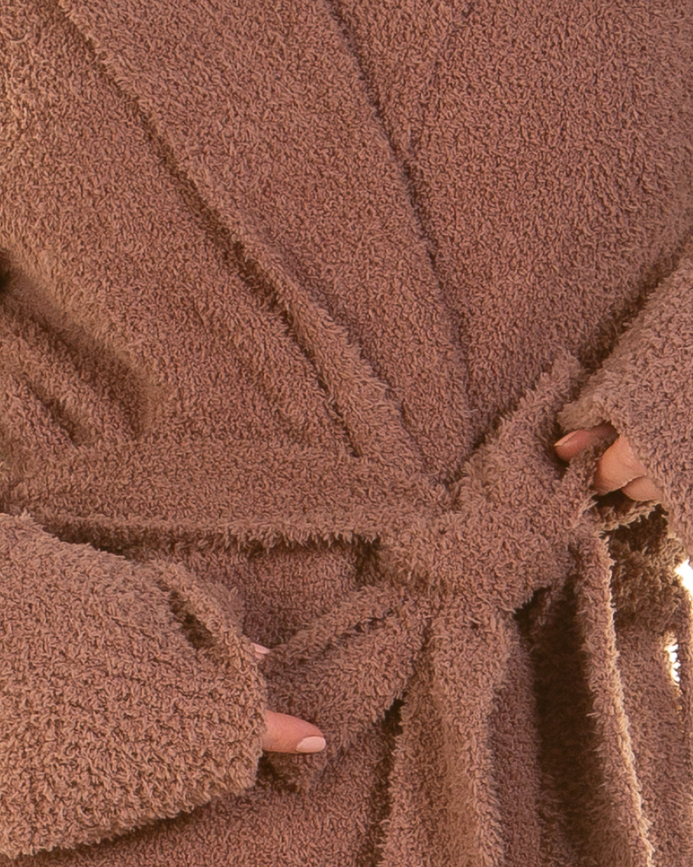 Thumbnail: Wysteria Lane Chenille Long Sleeve Boucle Hooded Robe