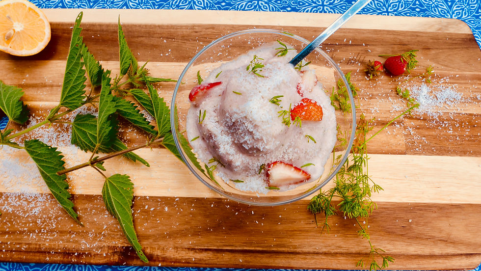 Strawberry - Stinging nettle ice cream
