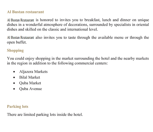 دليل و ارشادات الفندق ,hotel guide