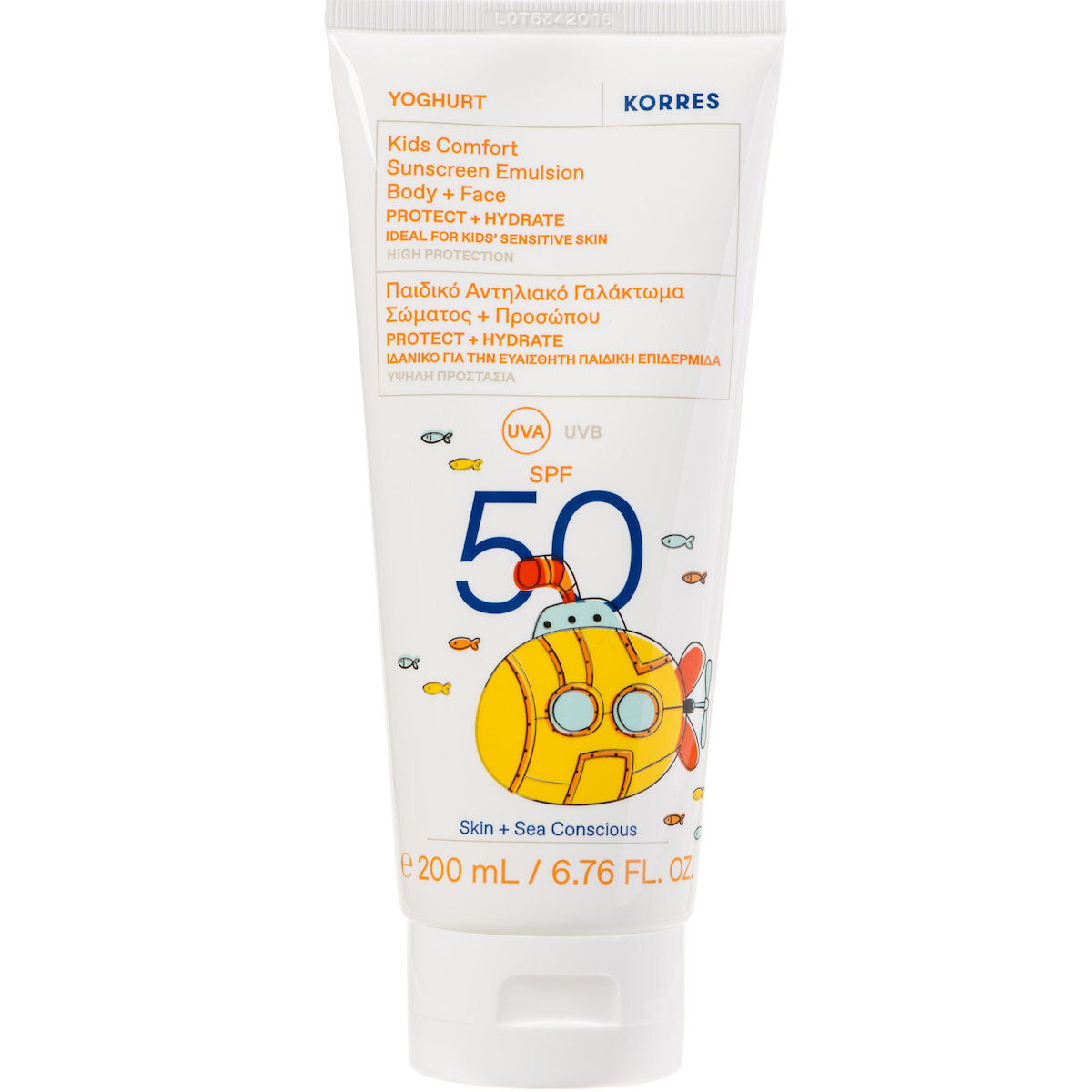 Korres Yoghurt Yogurt Kids Comfort Sunscreen Emulsion Body + Face SPF50, 200ml