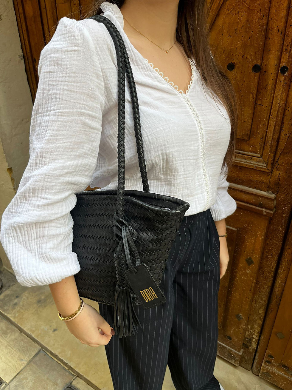 Miniature : Sac cabas tressé en cuir – Noir – BIBA (réf. Perkins)