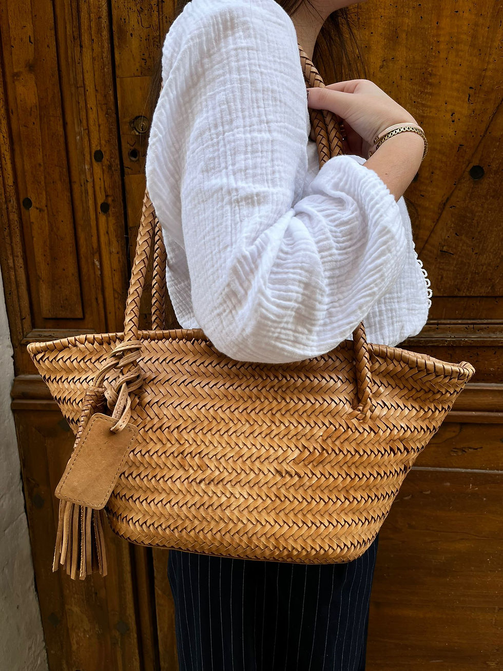 Miniature : Sac cabas tressé en cuir – Coloris naturel | BIBA