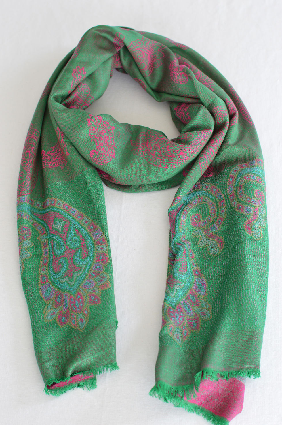 Pashmina - Green and Pink Paisley