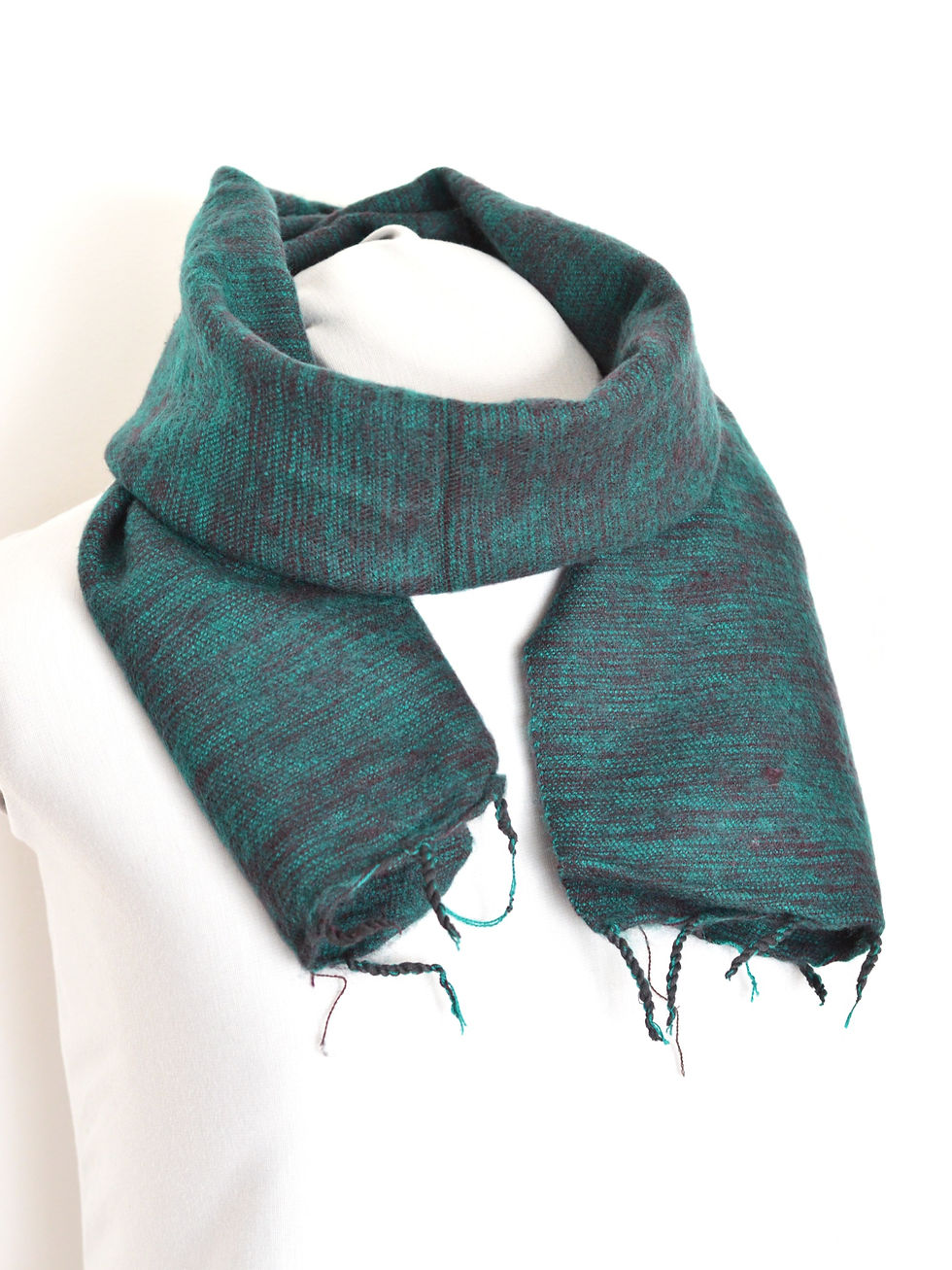 Thumbnail: Small Wool & Acrylic Blend Scarf - Deep Green