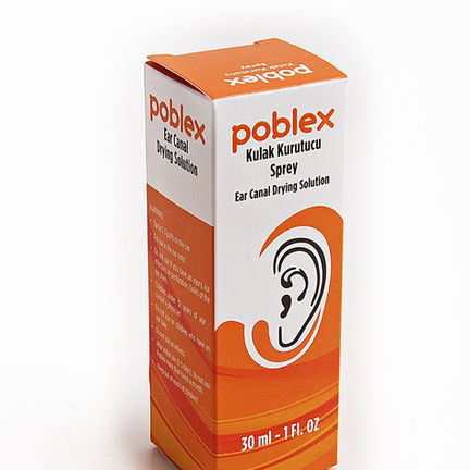 Poblex 30 ml Kulak Kurutucu Sprey ürününün kutulu görünümü.
