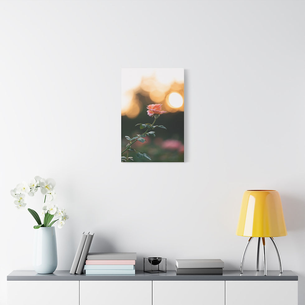 Thumbnail: Vertical Canvas Print- Pink Rose at Sunset